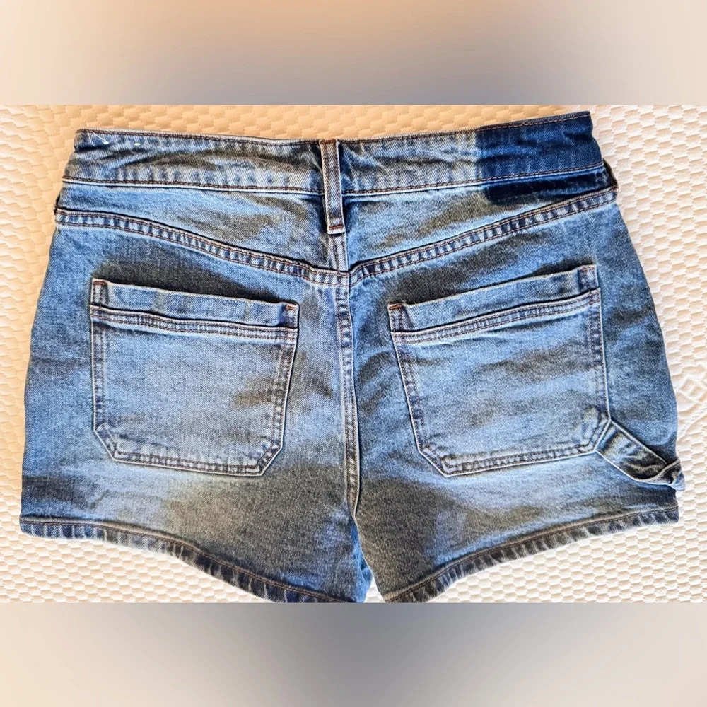 CLEO + WOLF Carpenter High Waisted Blue Denim High Rise Jean Shorts